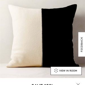 Cb2 Ren black and white throw pillow 26 inches with down alt insert - new in box
